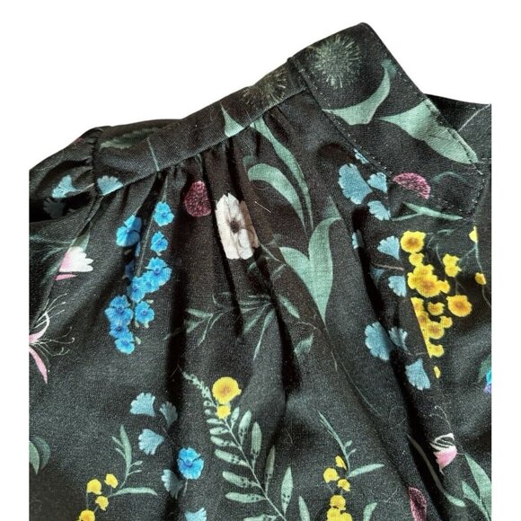 Anna Glover H&M Woman's Plus Size S Black Floral Print Top Spring Flowy Blouse - Picture 4 of 7